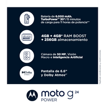 Cargar imagen en el visor de la galería, SMARTPHONE MOTOROLA G24 POWER AZUL GLACIAR 4+256GB