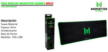 Cargar imagen en el visor de la galería, Mousepad Gamer Monster Games Magic, Espesor 3mm, Base de Goma Antideslizante, 75x28 cm