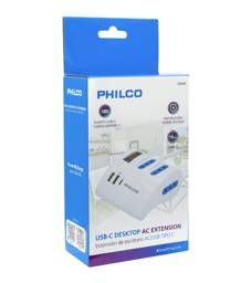 Extensión de Escritorio Philco, AC, USB, USB-C Carga Rápida