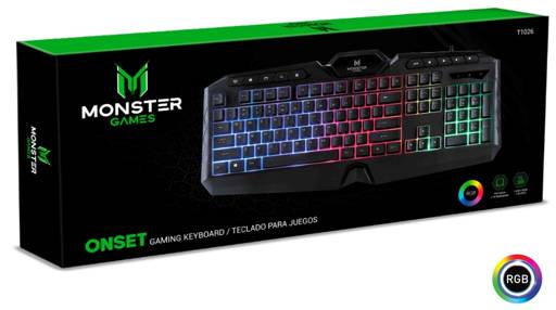 Teclado Gamer Monster Onset, Iluminación RGB, Interfaz USB 2.0, Cable 1.35m