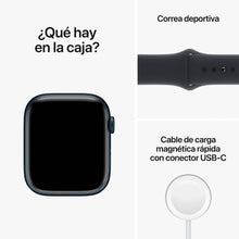 Cargar imagen en el visor de la galería, Apple Watch Series 8, Case Aluminio Medianoche, 45mm, Correa Deportiva Medianoche