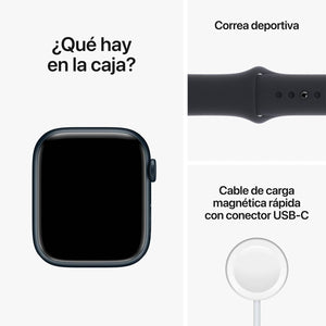 Apple Watch Series 8, Case Aluminio Medianoche, 45mm, Correa Deportiva Medianoche