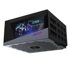 Fuente de Poder Gigabyte AORUS P1200W de 1200W (Pantalla LCD, Full Modular, Certificado 80+ Platinum, ATX)