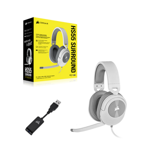 Corsair Audífonos Gamer HS55 Con Cable 3.5mm Surround Blanco (PC / Mac / PS4 / PS5 / Switch)