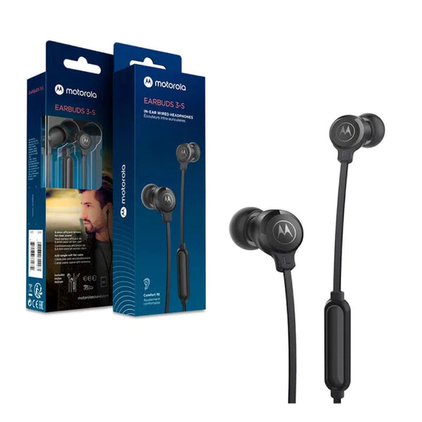 Audífonos Motorola Earbuds 3-S (Jack 3.5mm, Negro)