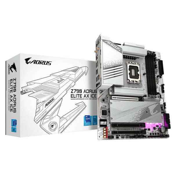 Placa Madre Gigabyte Z790 AORUS ELITE AX ICE (LGA1700, DDR5 4000/7600MHz, M.2 x4, ATX)