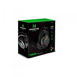 Audífonos Gamer Monster Games Throb, Stereo RGB, Conector 3.5mm y USB, Compatible con PC/Consola