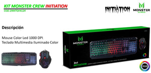 Kit Monster Crew Initiation, Mouse + Teclado Gamer, 1000 DPI, Teclado Iluminado