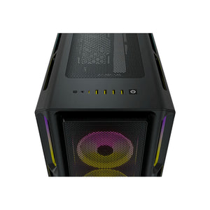 Gabinete Corsair iCUE 5000T RGB ATX semitorre de vidrio templado, Negro