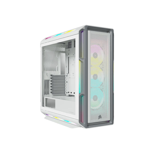 Gabinete Corsair iCUE 5000T RGB ATX semitorre de vidrio templado, Blanco