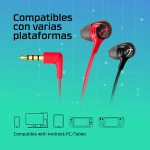 Audifono Gamer HyperX Cloud Earbuds II Black, con micrófono para Nintendo Switch, 3.5mm