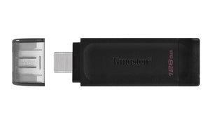 Pendrive Kingston DataTraveler DT70, 128GB, USB-C 3.2, Negro