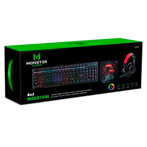 Combo Monster Mouse + Teclado + Audífonos Kit Crew Insertion 29MTGK4125