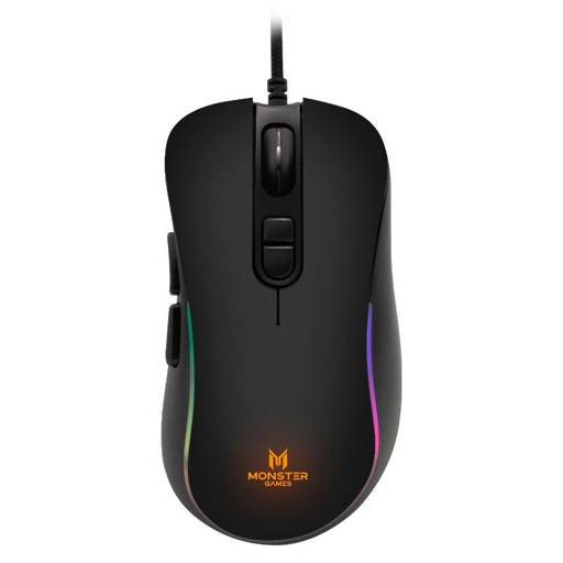 Mouse Gamer Monster Games Bold, 8000DPI, RGB, 6 Botones, Cable Trenzado 1.5m