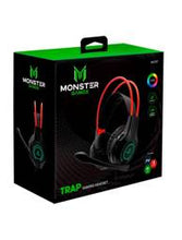 Cargar imagen en el visor de la galería, Audífonos Gamer Monster Games Trap, Over-Ear, Retroiluminación RGB, Negro