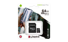 Cargar imagen en el visor de la galería, MEMORIA KINGSTON MICROSD C/ADAPT SELECT PLUS 64 GB