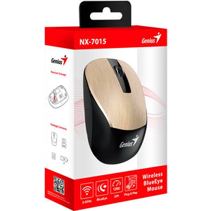 Mouse Inalámbrico Genius NX-7015, 3 Botones, 1.600 DPI, Receptor USB, Negro/Dorado