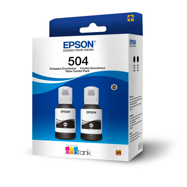 Pack de Botellas de Tinta Original Epson T504, Negro, 127ml, 2 Unidades