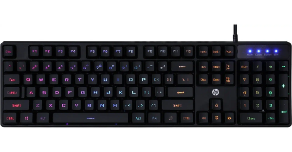 Teclado Gamer de Membrana HP K300, Antighosting, Iluminación LED 7 Colores, Negro, Español