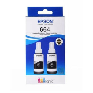 Pack de 2 Botellas de Tinta Epson T664120, 70ml, Rendimiento 4.000 Páginas, Negro