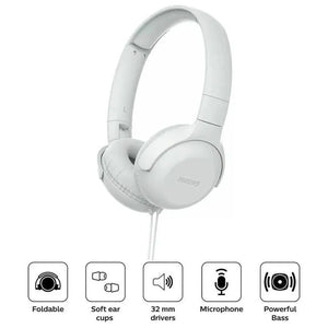 Audífonos con Micrófono Philips TAUH201, Over-Ear, Cable 1.2 Metros, Blanco