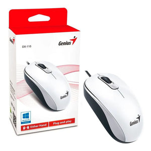 Mouse Genius DX-110, USB, Óptico, 3 botones, Ambidiestro, Blanco