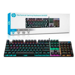 Teclado Mecánico HP GK400F (Switch Blue, Metálico, RGB, Español, Silver)