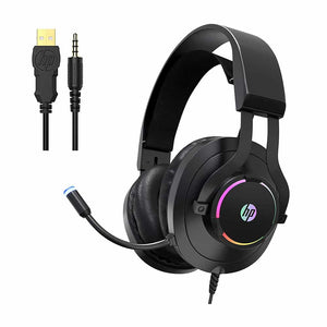 Audifonos Gamer HP H360, Micrófono, RGB, Jack 3.5mm + USB, Compatible con PC y PS4