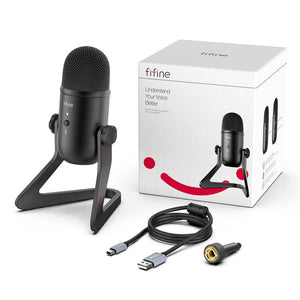 Micrófono de Estudio Gamer FIFINE 678, Monitoreo de baja latencia, Botón Mute para Podcasting