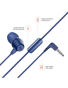 Audífono JBL C50HI, Wired, In-Ear, Blue