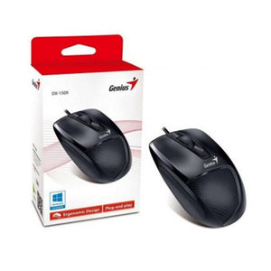 Mouse Genius alámbrico DX-150X, USB 1000 DPI optical, sensor Ergonomic, negro