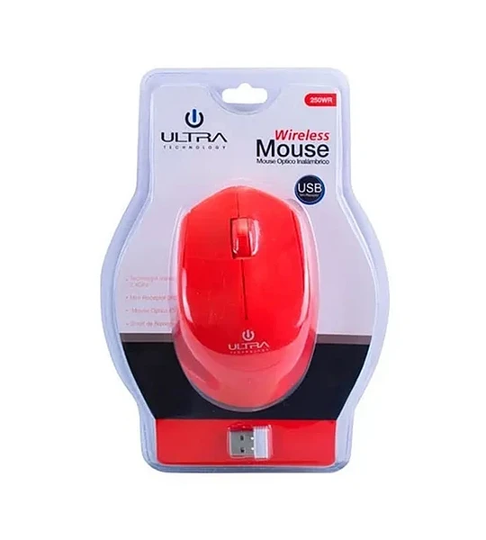 MOUSE OPTICO INALAMBRICO ULTRA ROJO