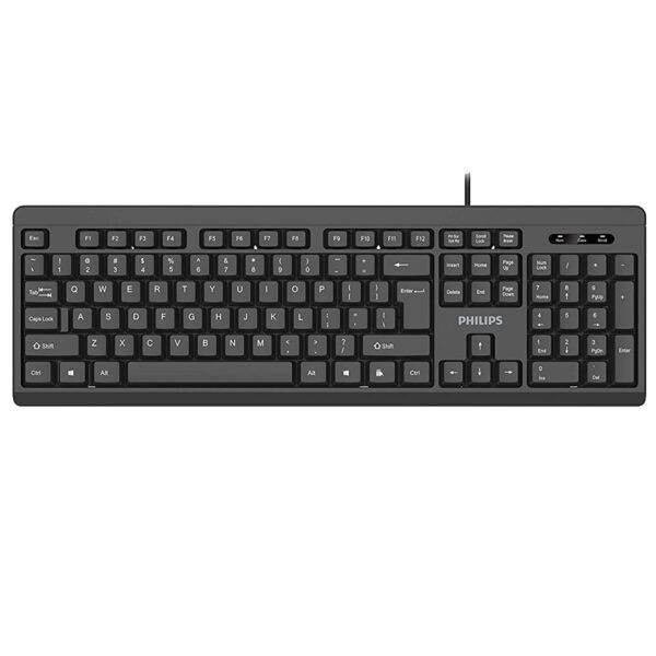 Teclado Philips SPK6224, Wired, USB 2.0, Silencioso, Negro